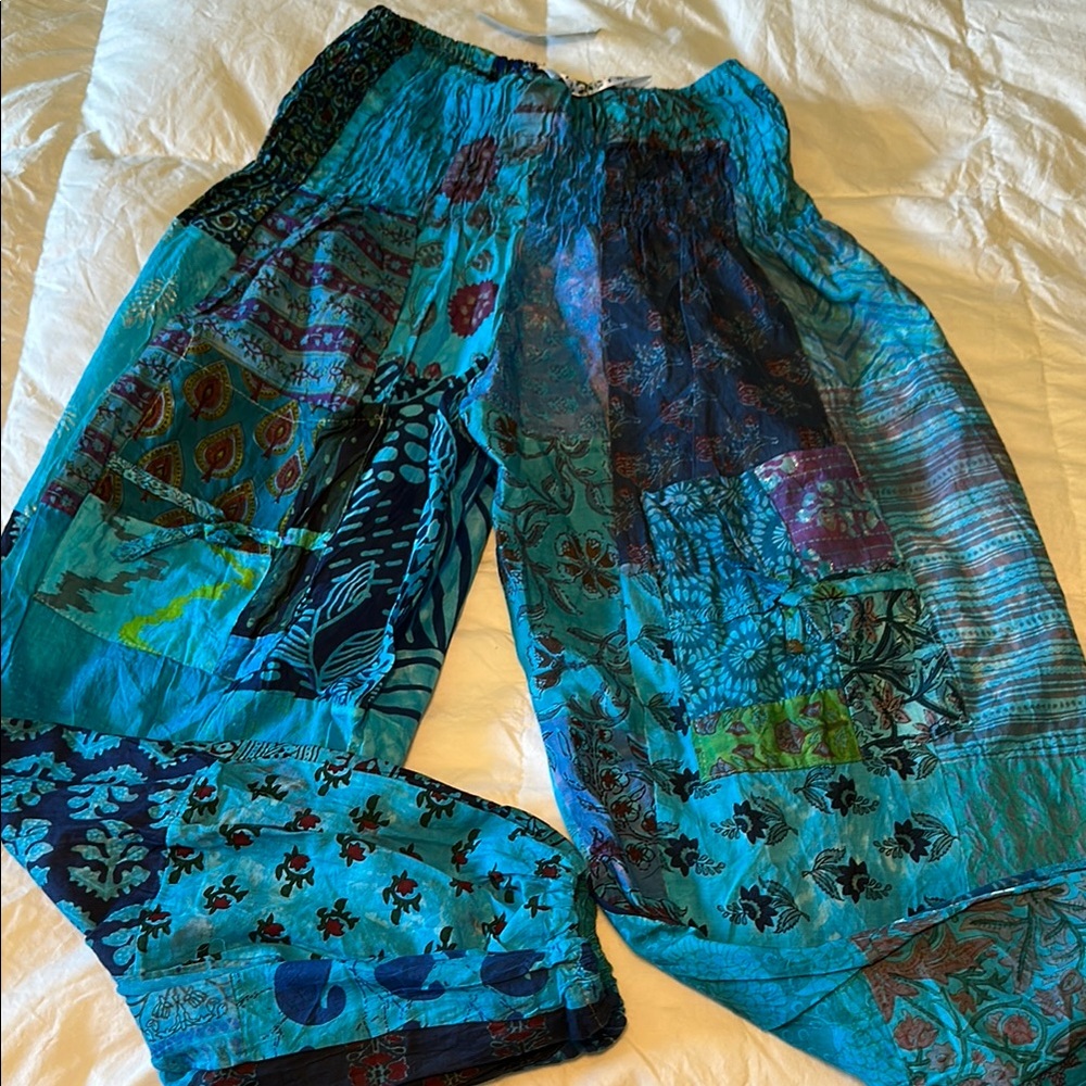 Kathmandu Imports Blue and Green Patchwork Pants